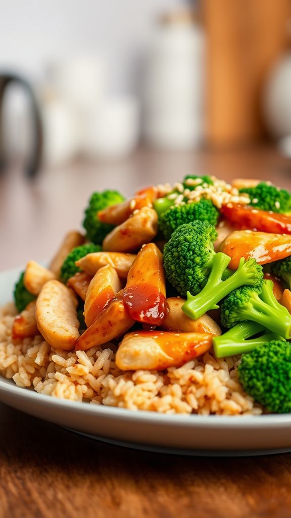 Chicken and Broccoli Stir-Fry with Brown Rice