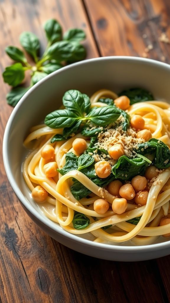 Chickpea Alfredo with Spinach  