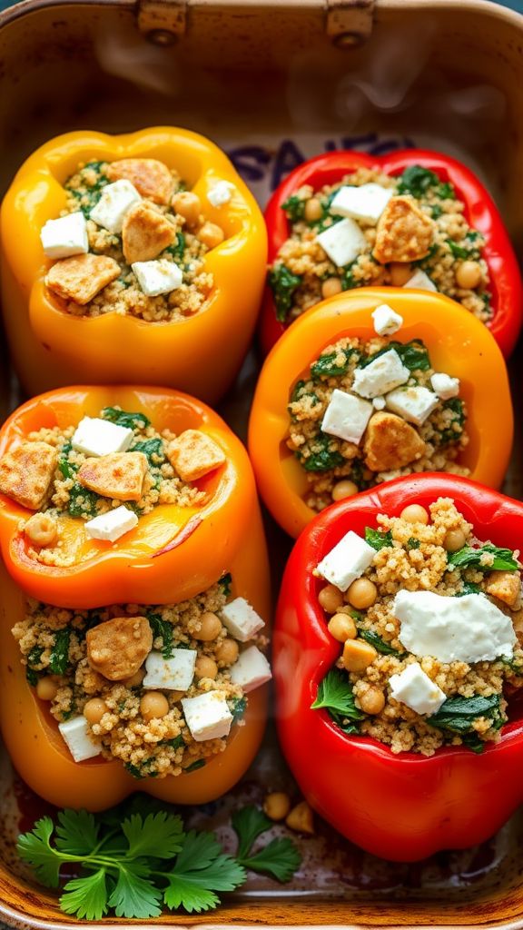 Chickpea and Spinach Stuffed Peppers  