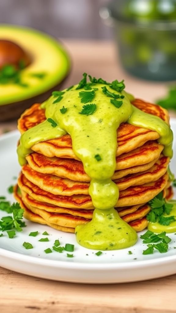 Chickpea Flour Pancakes with Avocado Sauce