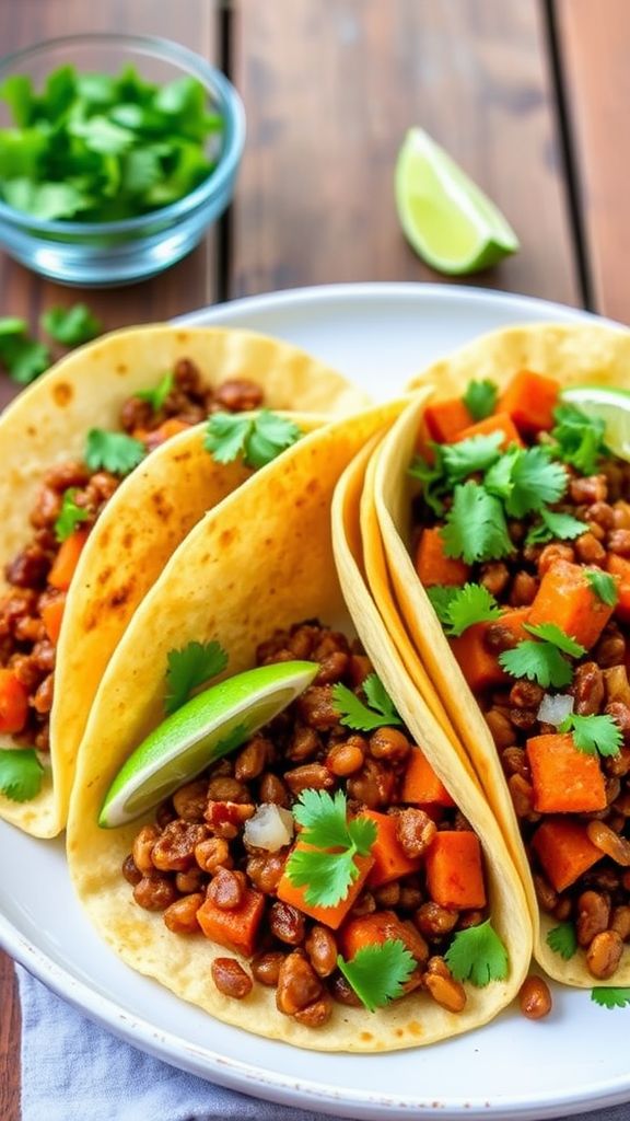 Chipotle Lentil and Sweet Potato Tacos  