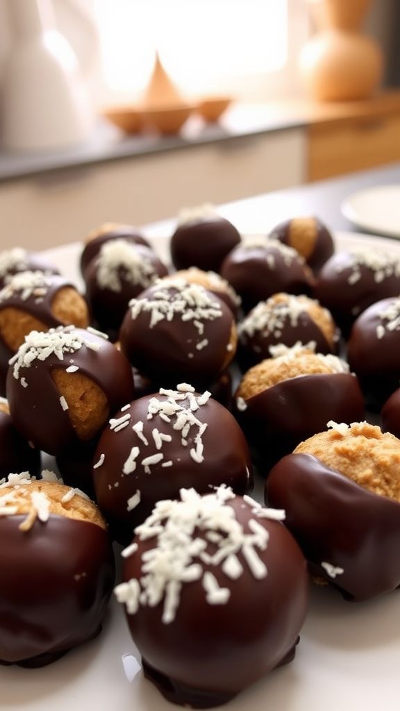 Chocolate-Dipped Peanut Butter Energy Bites