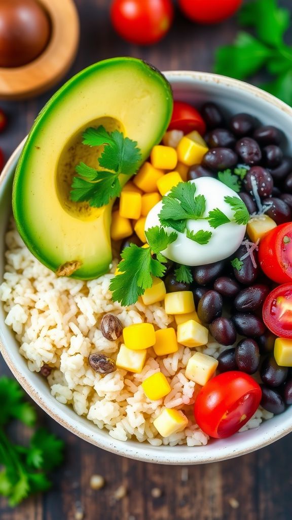 Cilantro Lime Cauliflower Rice Burrito Bowl  