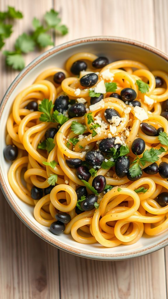 Cilantro Lime Pasta with Black Beans  