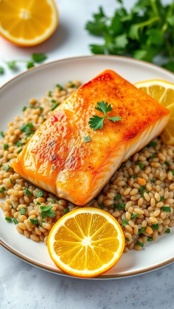 Citrus-Glazed Salmon with Barley  