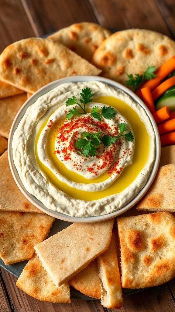 Classic Hummus and Flatbread Platter