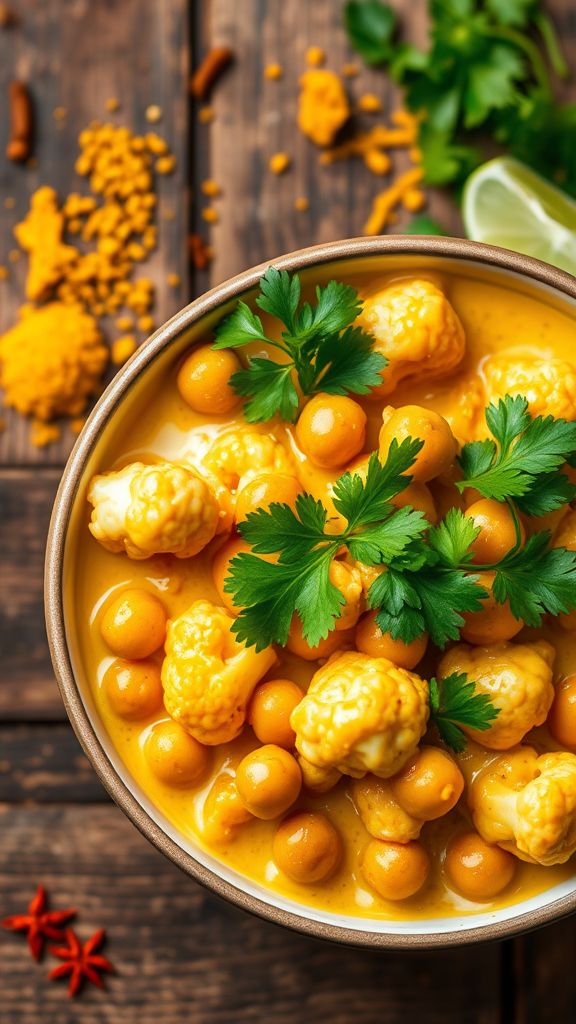 Coconut Curry Chickpeas and Cauliflower