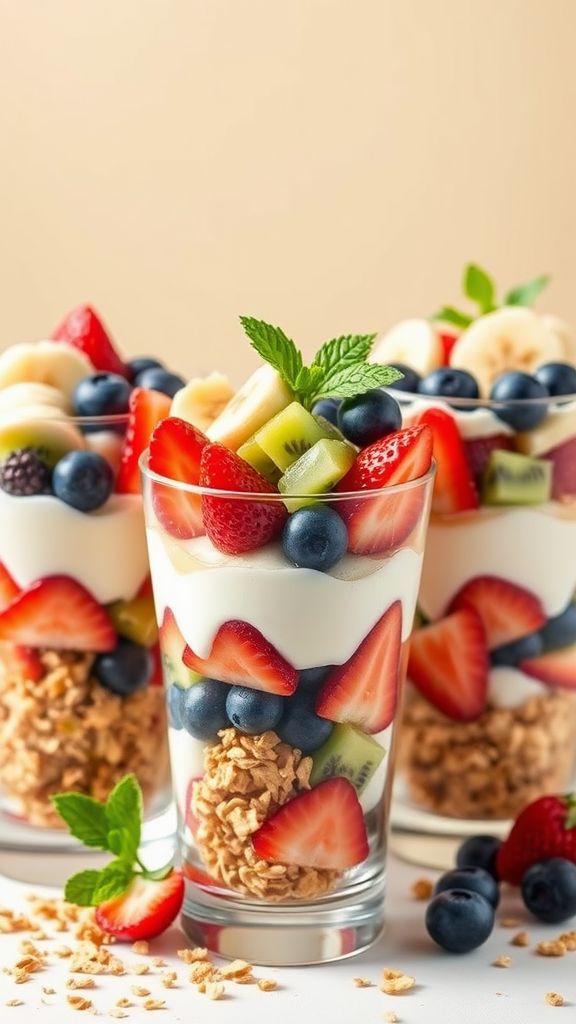 Colorful Fruit and Yogurt Parfaits