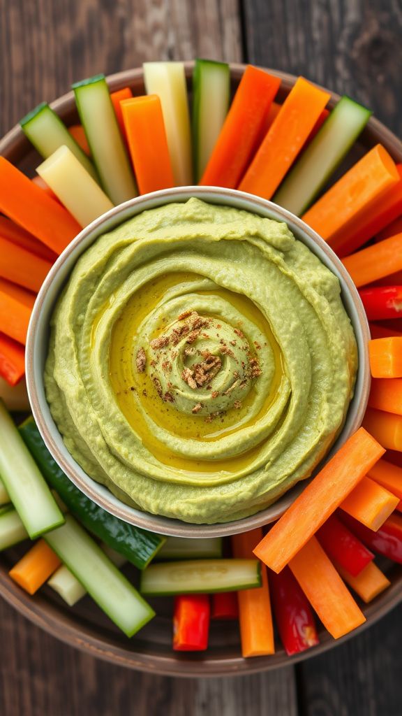 Creamy Avocado Hummus with Veggie Sticks  