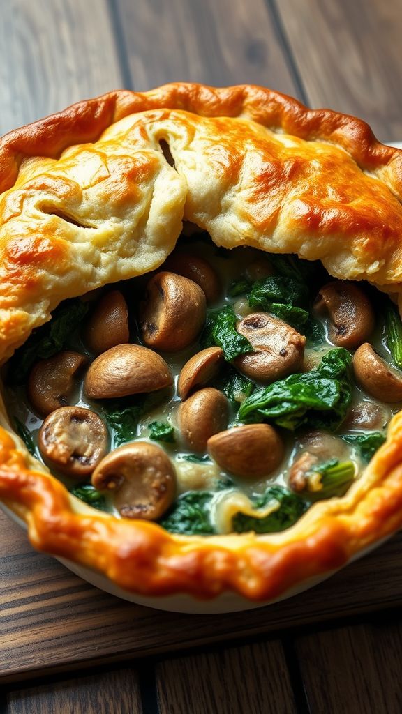 Creamy Mushroom and Spinach Vegan Pot Pie  