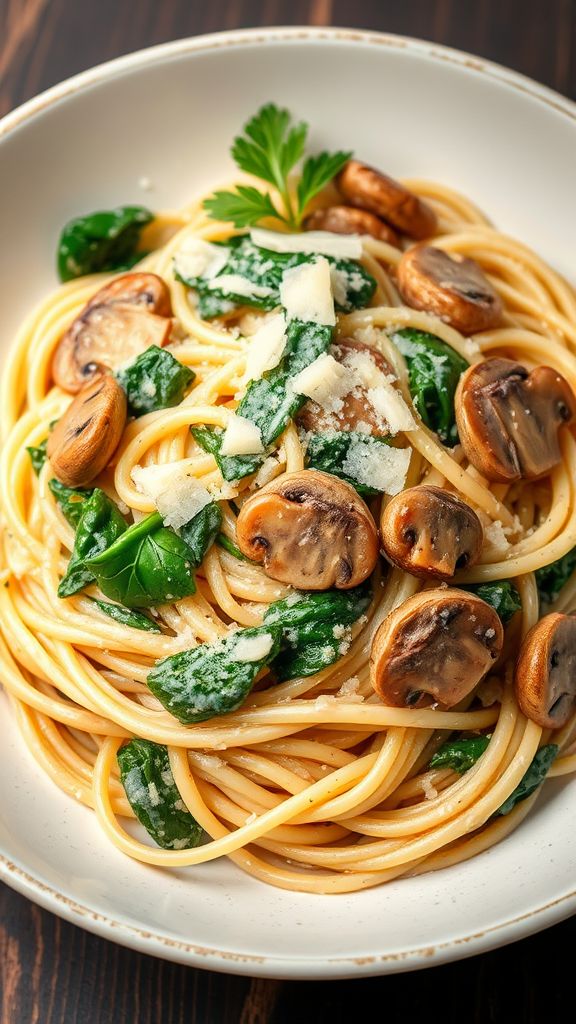 Creamy Spinach & Mushroom Pasta