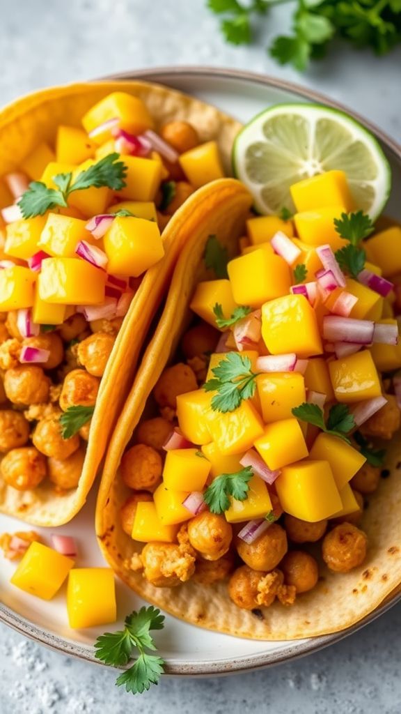 Crispy Chickpea Tacos with Mango Salsa  