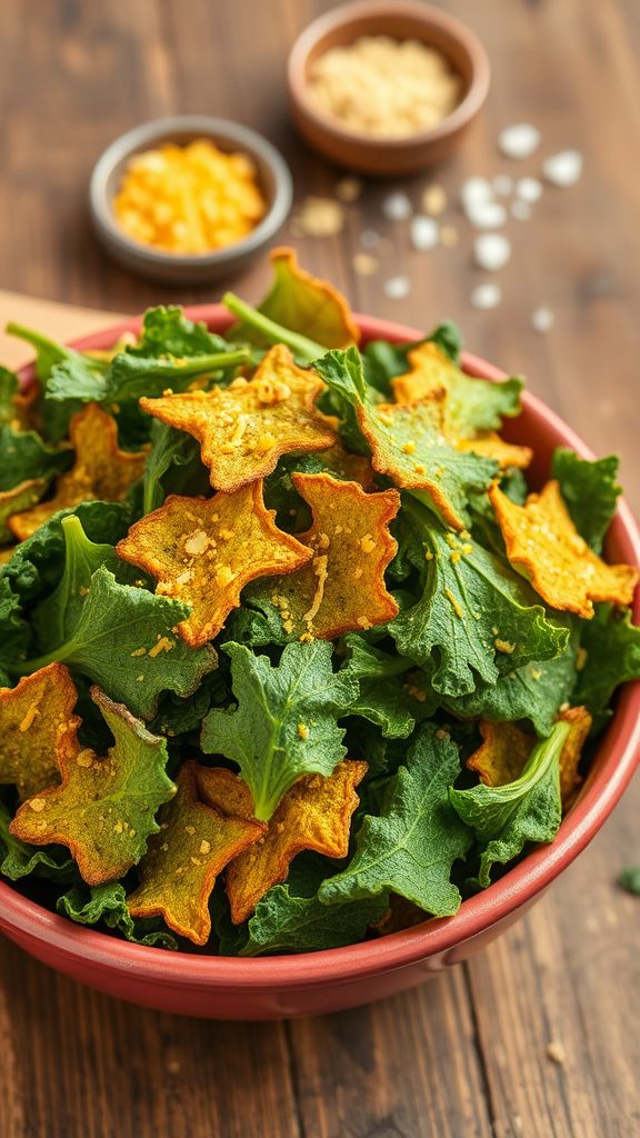 Crunchy Kale Chips with Nutritional Yeast  