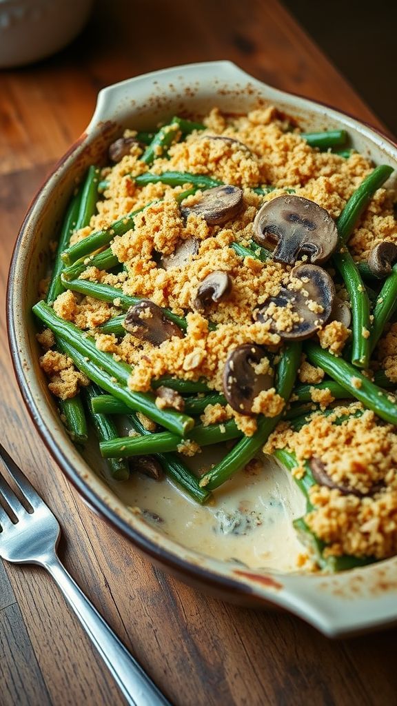 Crunchy Topped Vegan Green Bean Casserole