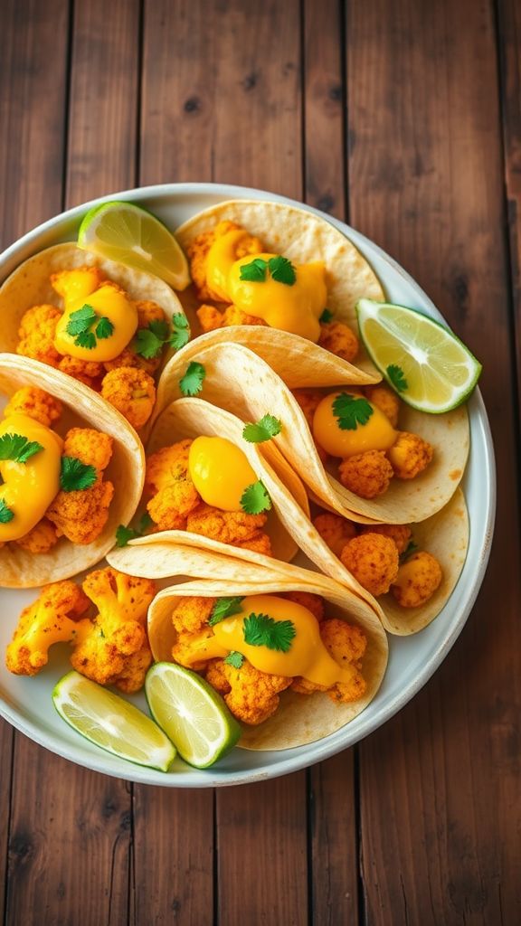 Curried Cauliflower Tacos with Mango Chutney  