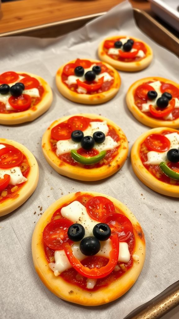 DIY Mini Pizza Faces