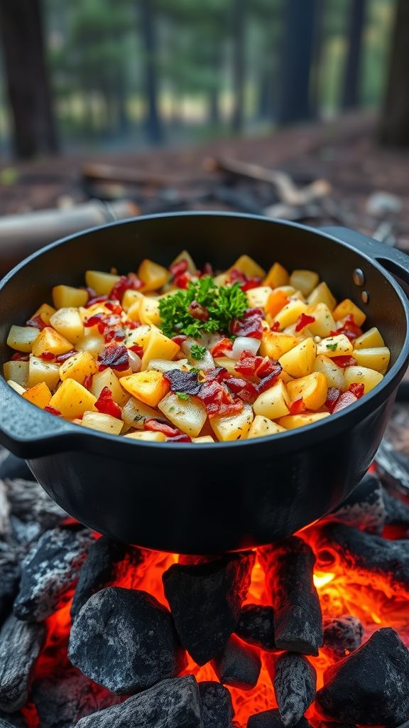 Dutch Oven Campfire Potato Hash  