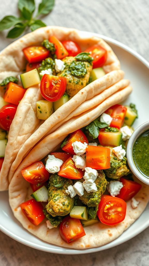 Easy Pesto Chicken Pitas  