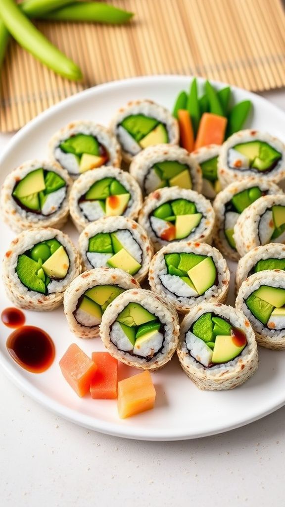 Edamame and Brown Rice Sushi Rolls  