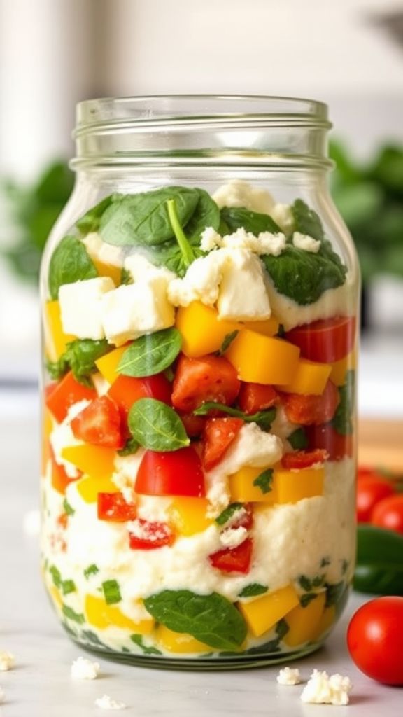 Egg White Veggie Scramble in a Jar 