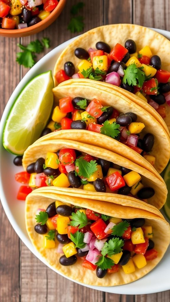 Fresh Corn and Black Bean Salsa Tacos  