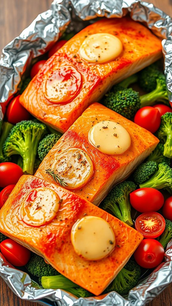 Garlic Butter Salmon & Veggie Packs  