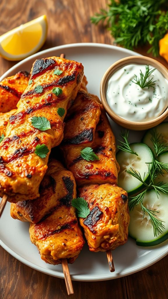 Greek Chicken Skewers with Tzatziki