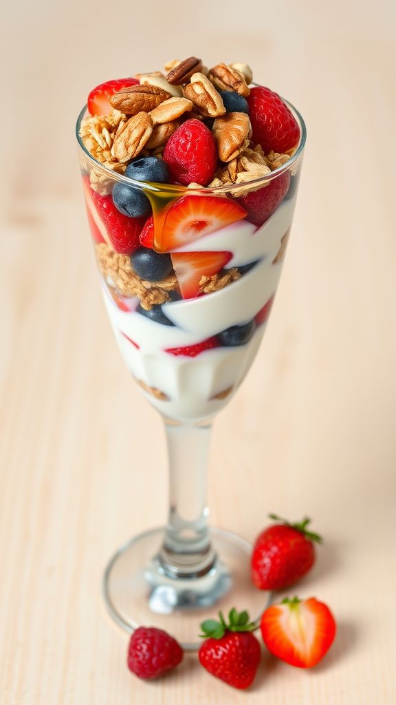 Greek Yogurt Parfait with Berries and Nuts 