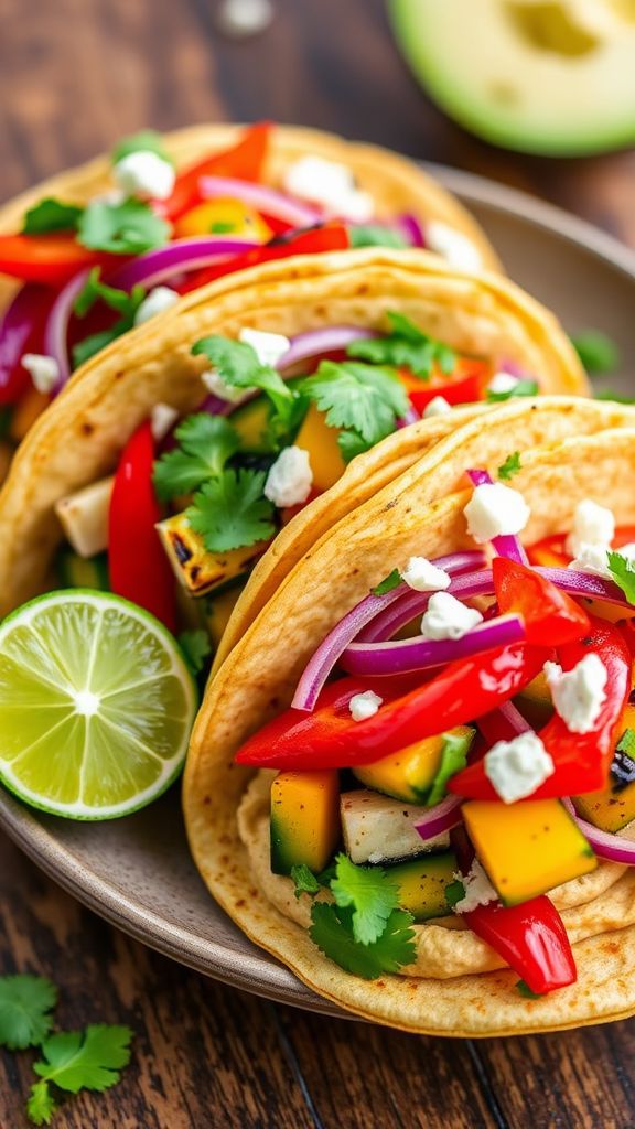 Grilled Vegetable and Hummus Tacos  