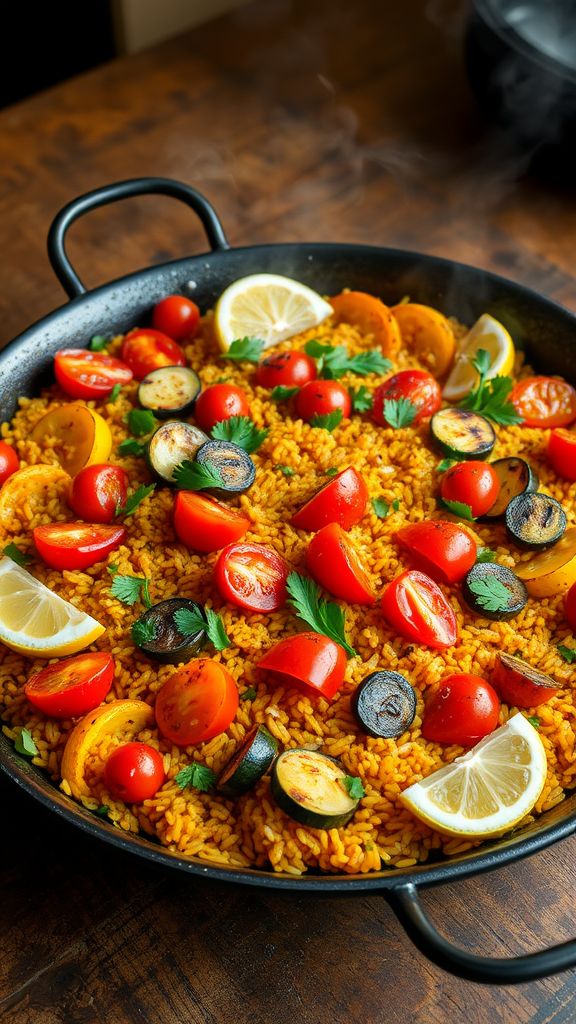 Grilled Vegetable Paella with Saffron Rice