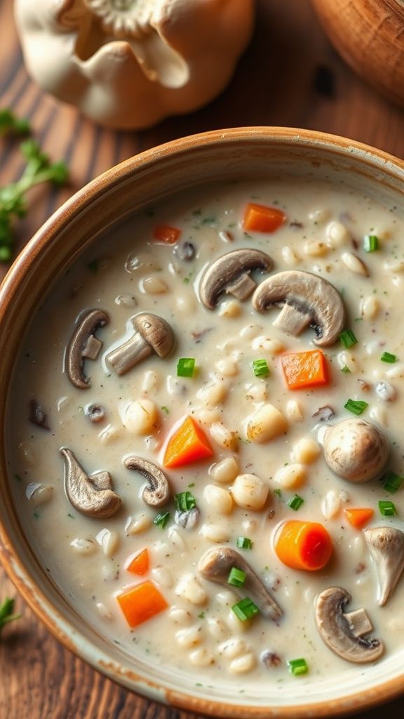 Hearty Mushroom and Barley Chowder  