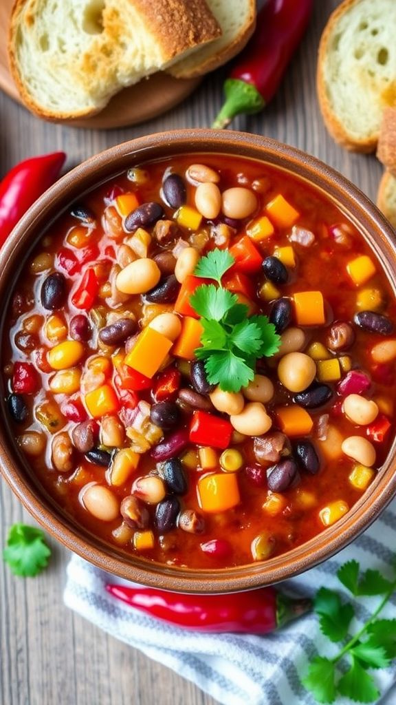 Hearty Three-Bean Vegan Chili