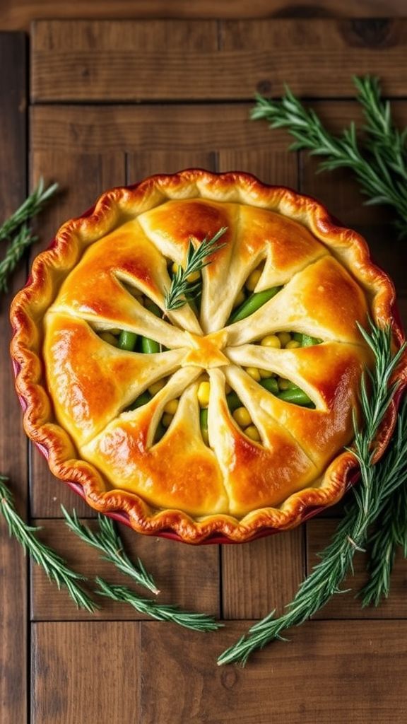 Herb-Infused Green Bean and Corn Pot Pie  