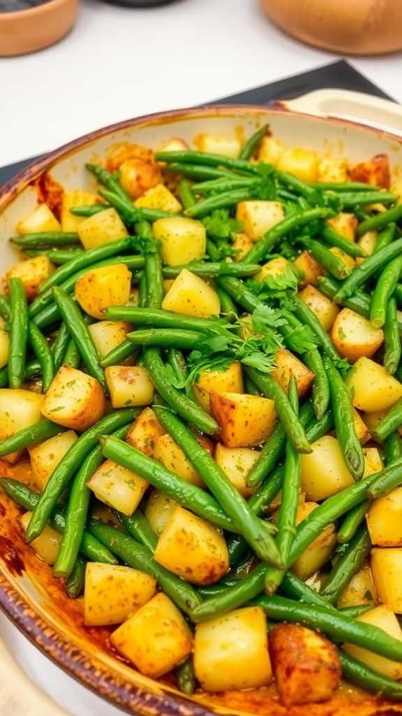 Herbed Vegan Green Bean and Potato Bake