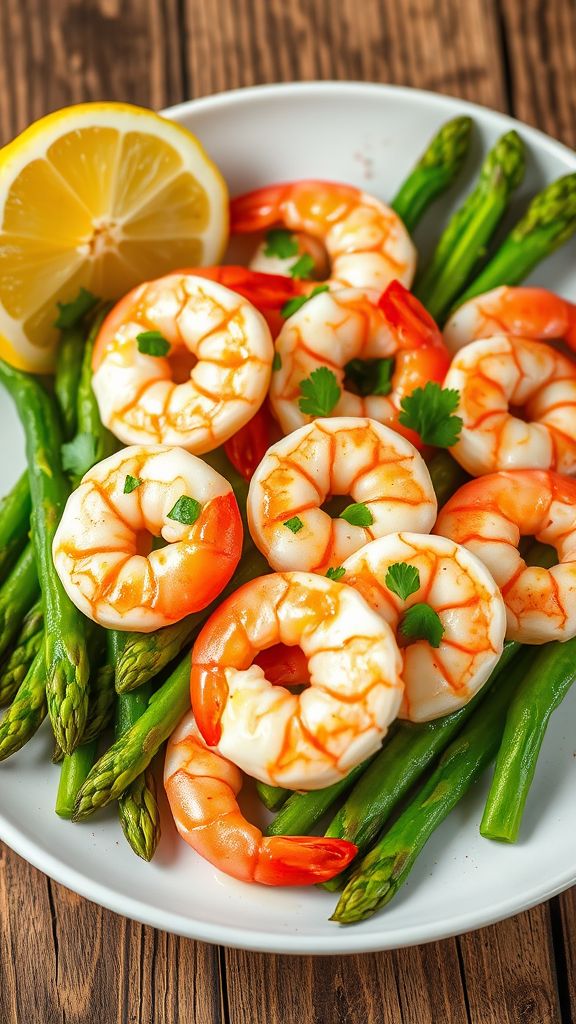 Lemon Garlic Shrimp with Asparagus  