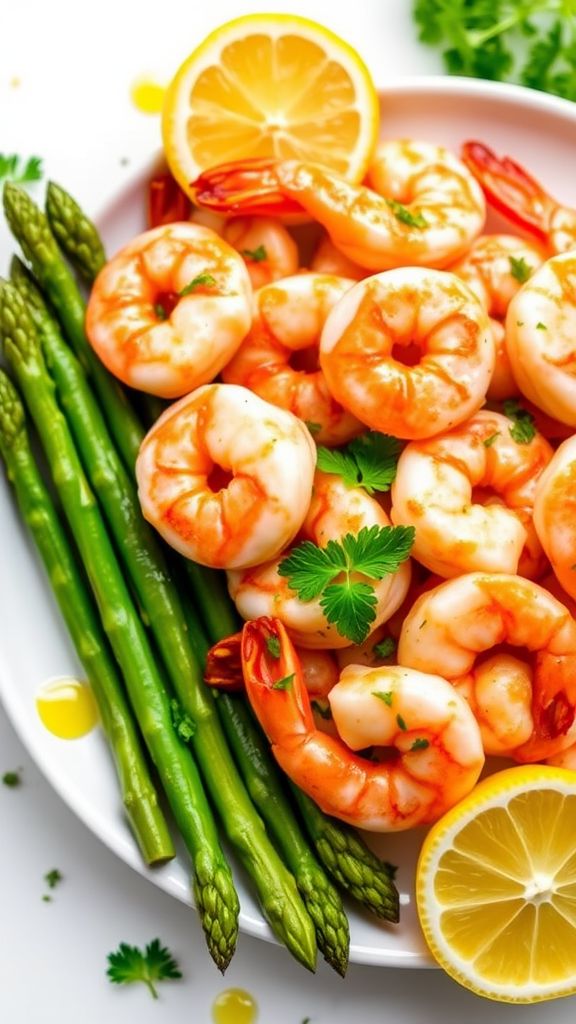 Lemon Garlic Shrimp with Asparagus  