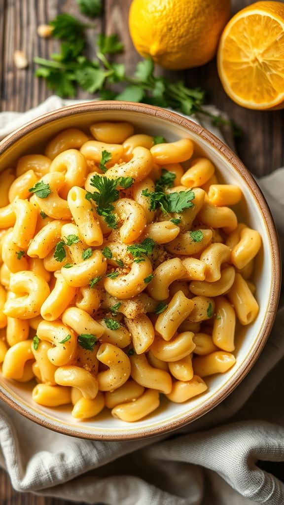 Lemon Garlic Tahini Mac and Cheese