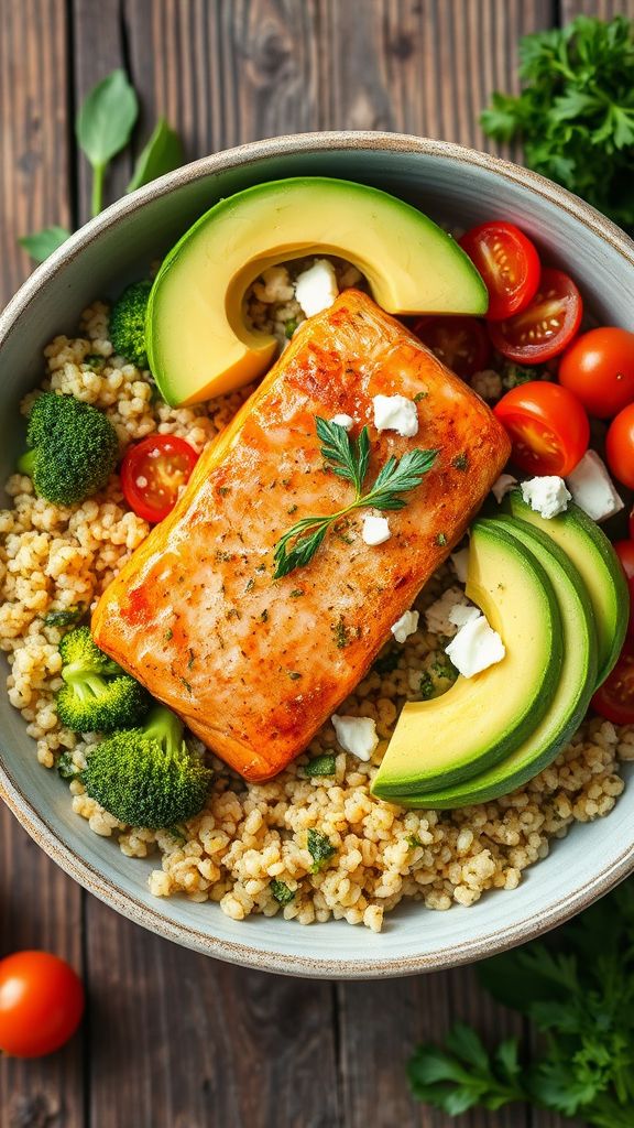 Lemon Herb Baked Salmon Bowls  