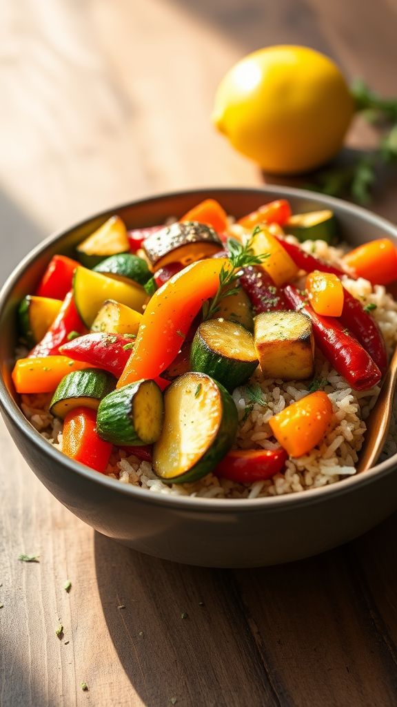 Lemon Herb Roasted Veggies and Rice  