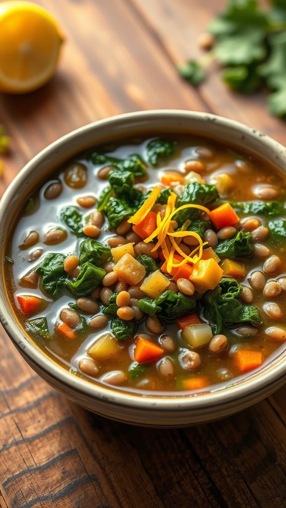 Lentil and Kale Soup with Lemon Zest