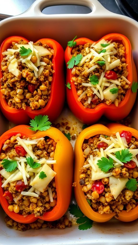 Lentil and Rice Stuffed Peppers  