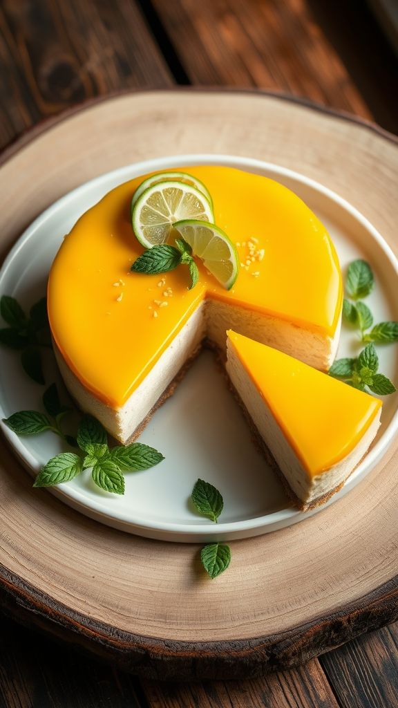 Mango Lime Vegan Cheesecake