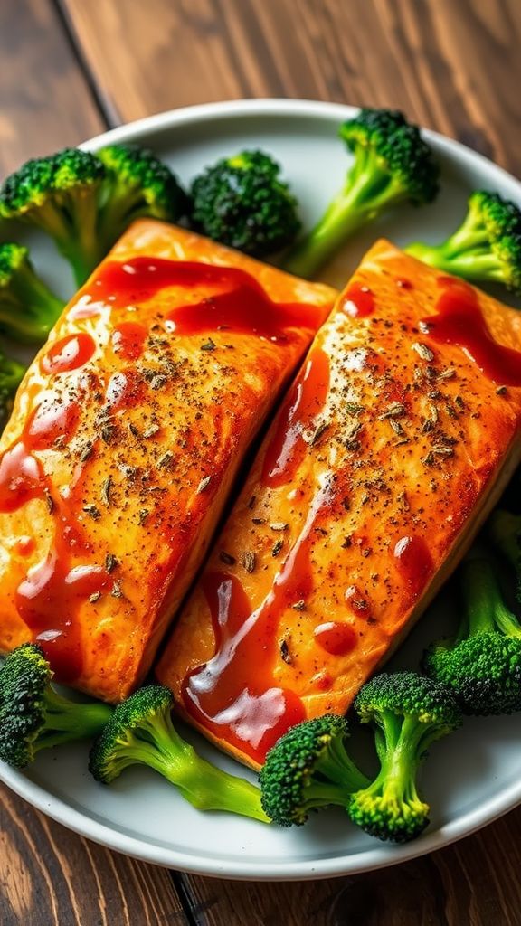 Maple Dijon Salmon with Broccoli  