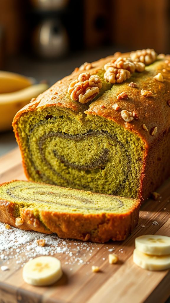 Matcha Green Tea Banana Bread  