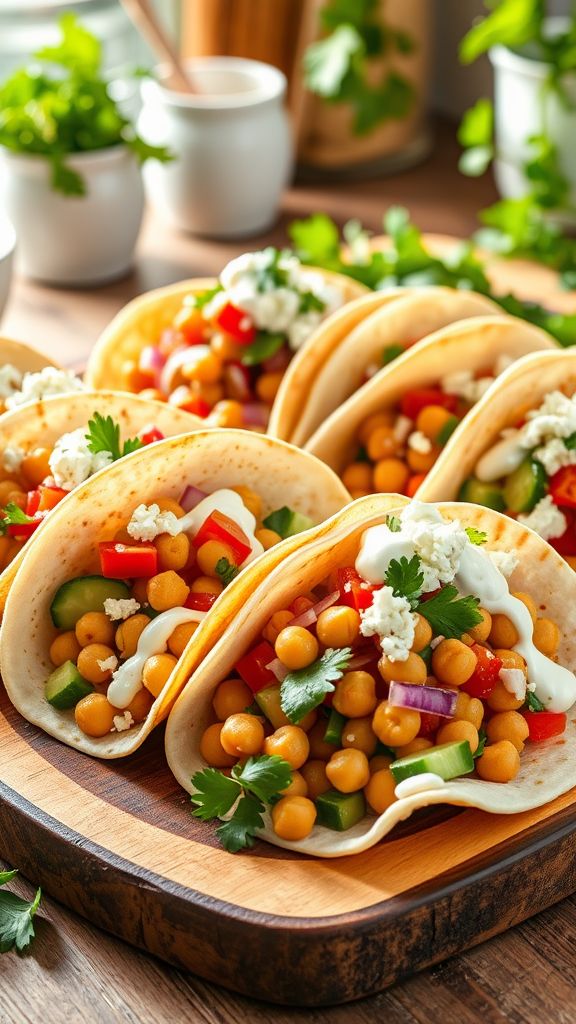 Mediterranean Chickpea and Cucumber Tacos  