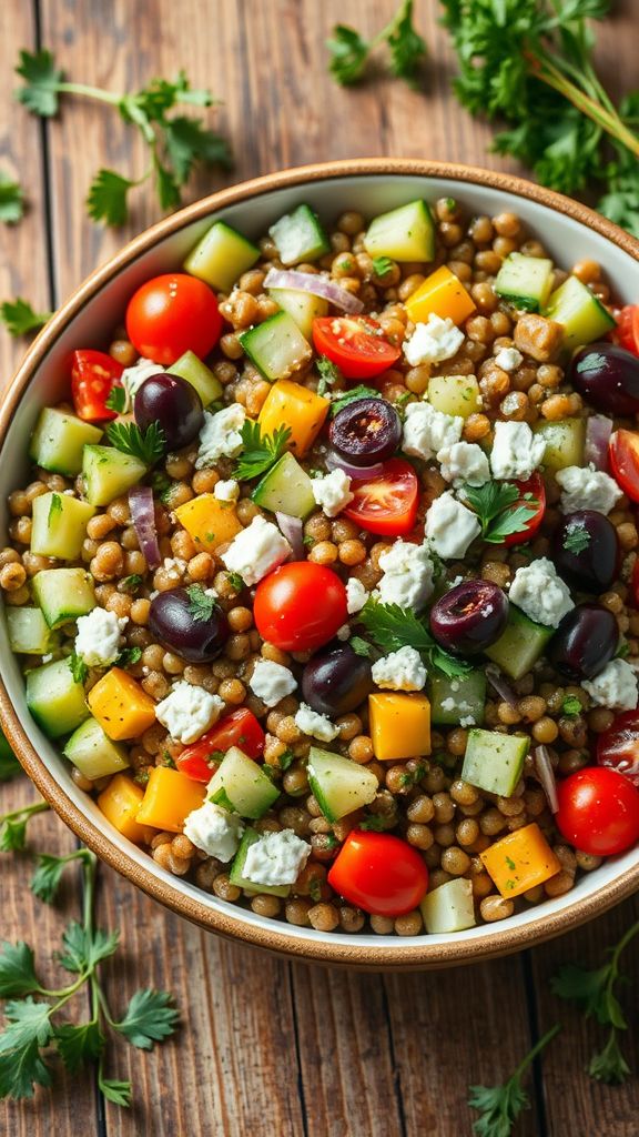 Mediterranean Lentil Salad with Feta  