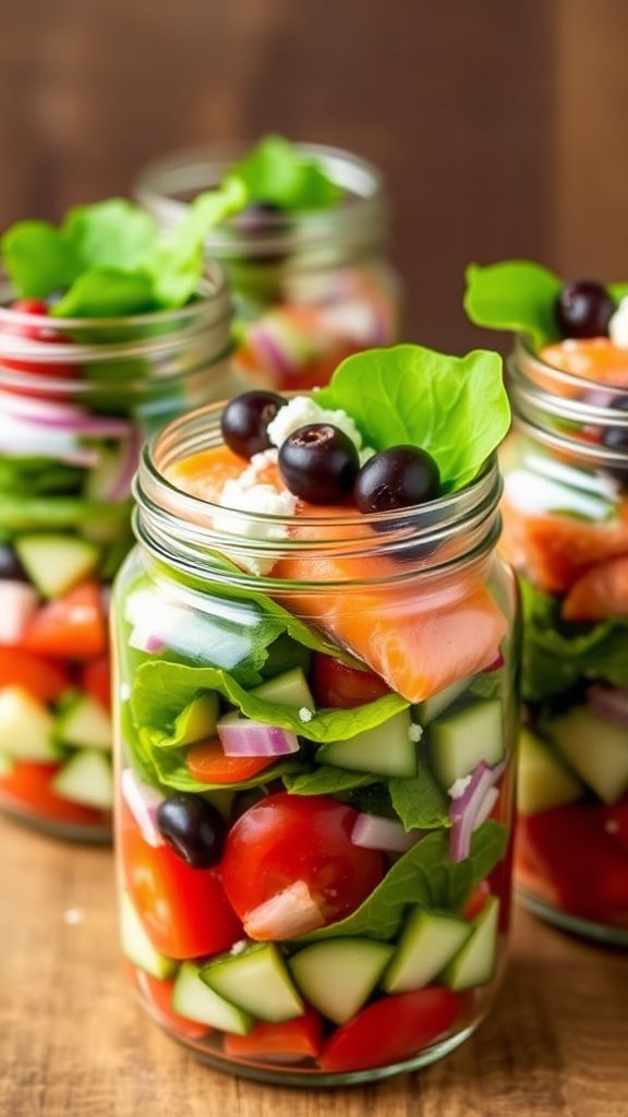 Mediterranean Salmon Salad Jars  