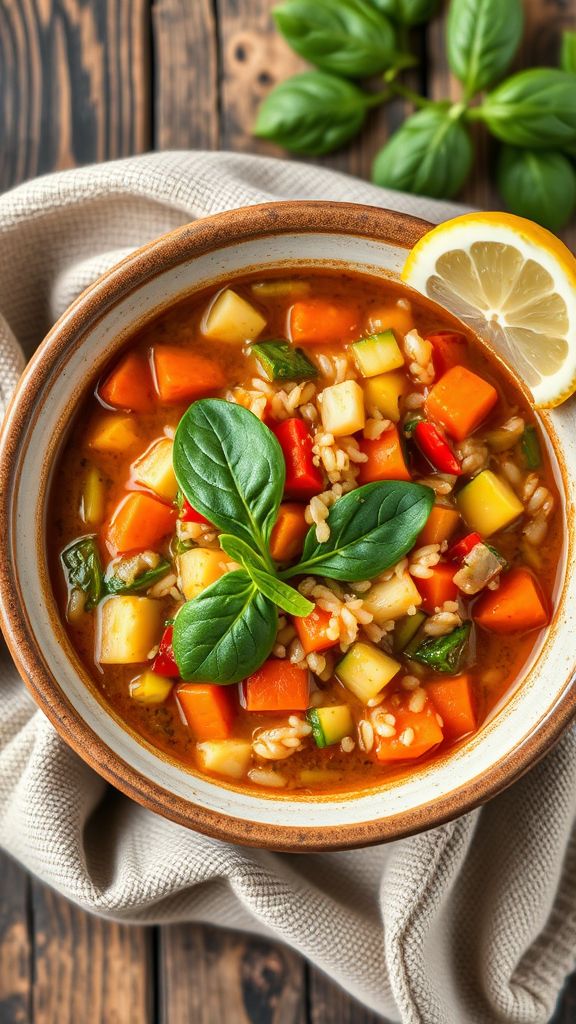 Mediterranean Vegetable and Rice Soup  