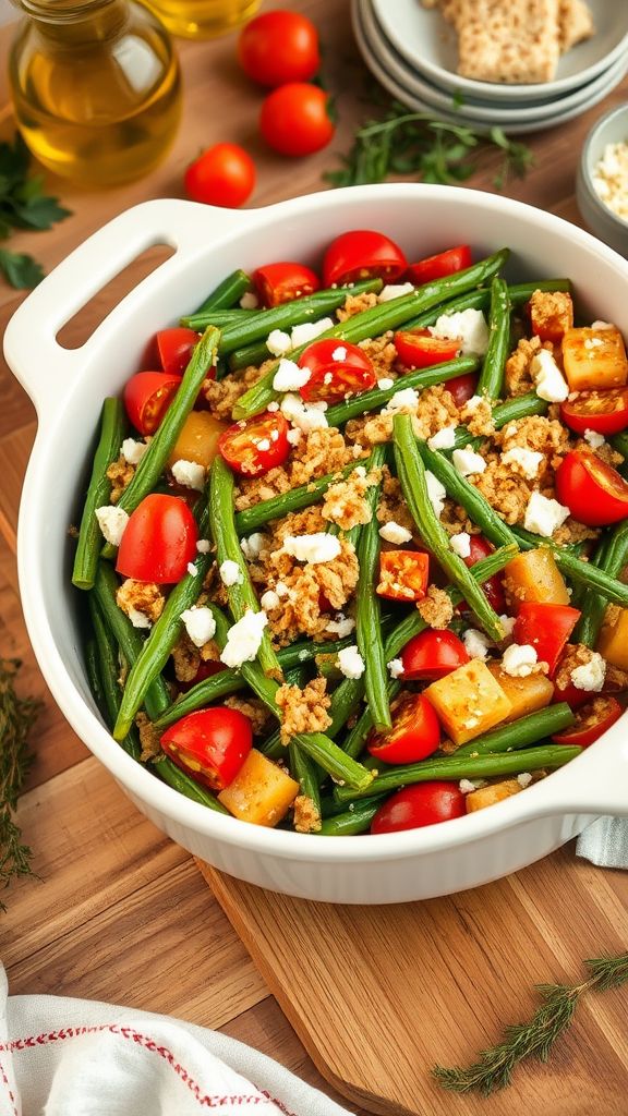 Mediterranean Veggie Green Bean Casserole