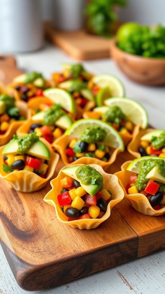 Mini Vegan Taco Cups with Salsa Verde